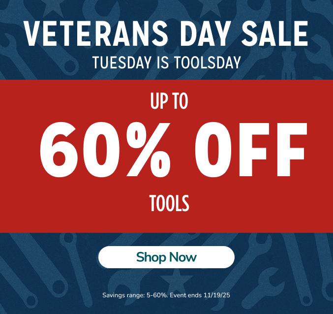 Tuesday is "ToolsDay - Up to 50% off Tools